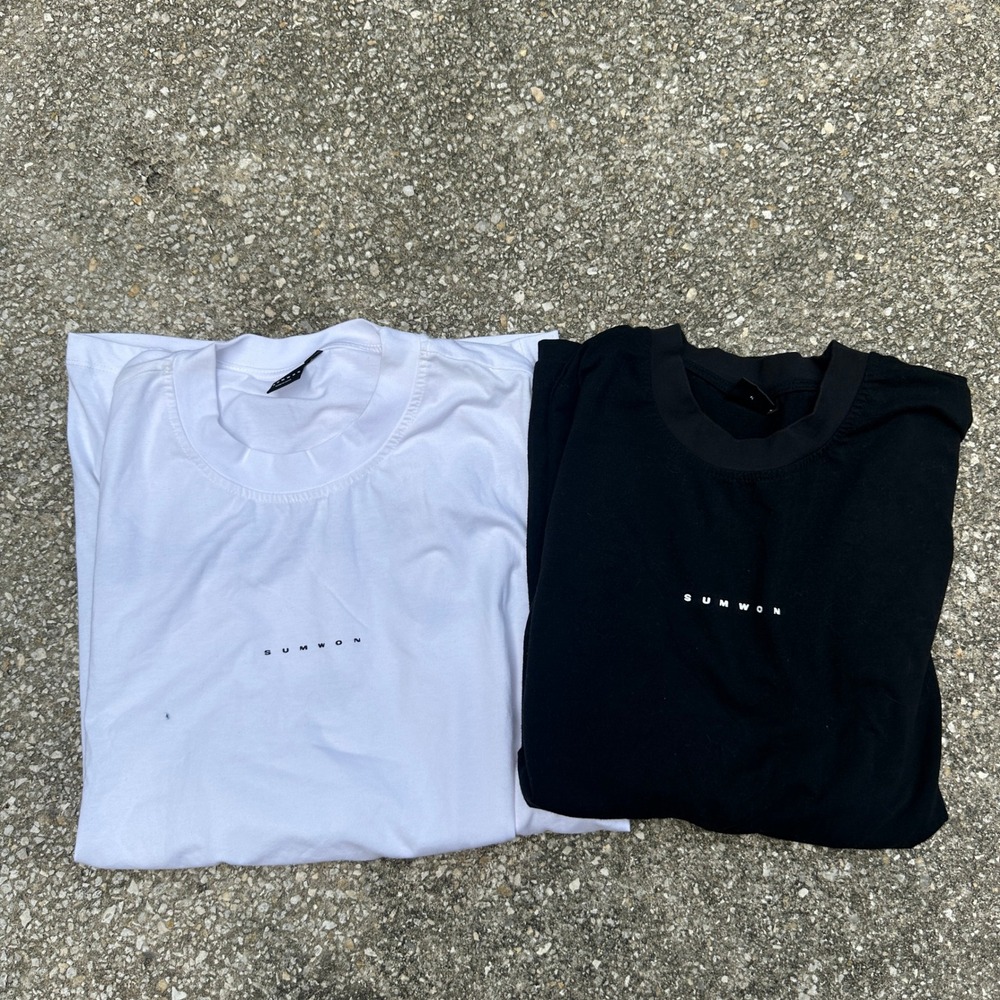 2 Pack Sumwon Mens Arabic Script Graphic T-Shirt  Black White Size L Streetwear